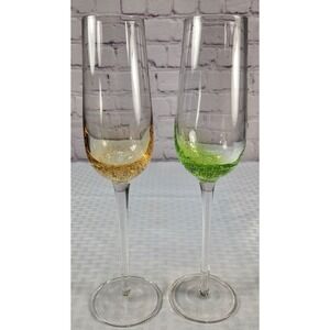 Anton Studio Designs London Mouth Blown Fizz Champagne Glasses Bubbles‎ In Base
